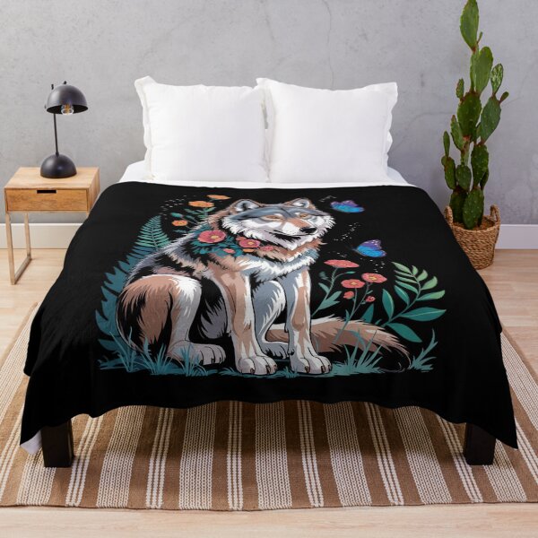 Item preview, Cute Wolf With Flowers I Kids Wolf  designed and sold by MyzoToyota.