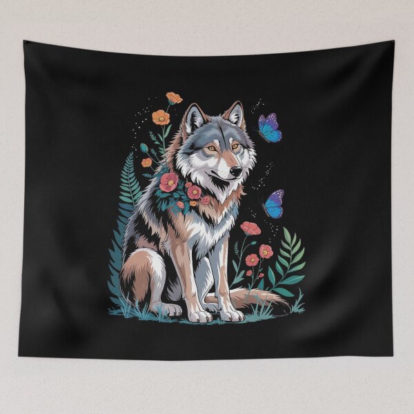 Item preview, Cute Wolf With Flowers I Kids Wolf  designed and sold by MyzoToyota.