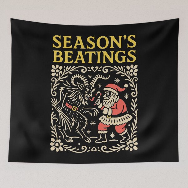 Item preview, Season’s Beatings Santa vs Krampus Folk Art designed and sold by Victor Shadehorn.
