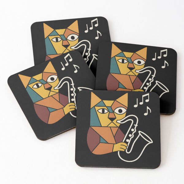 Item preview, Cubist Cat Musician mug designed and sold by FelineGrooveArt.