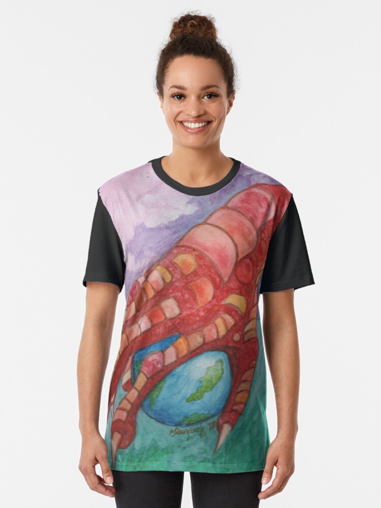 Alternate view of Dragon orb, fantasy series, watercolor Graphic T-Shirt