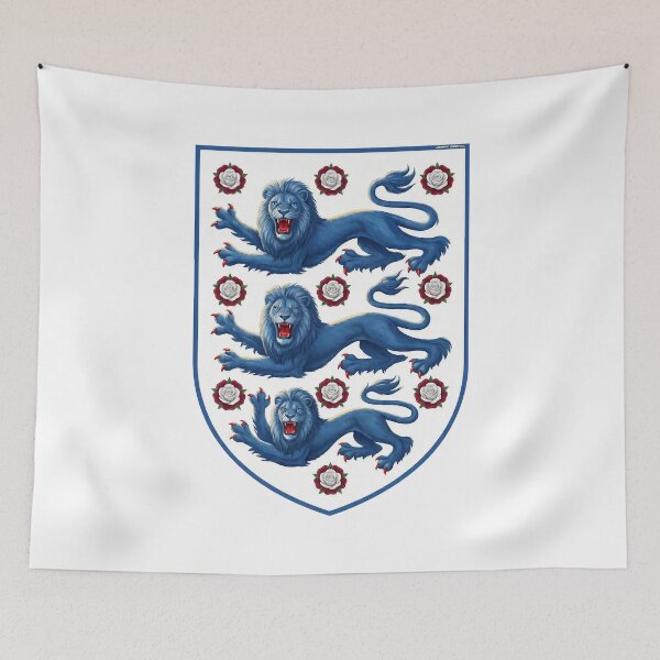 Item preview, England Blue Lions & Roses Football Fan Heraldry designed and sold by jimmy-digital.