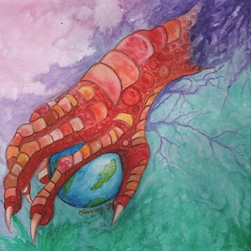 Artwork thumbnail, Dragon orb, fantasy series, watercolor by Hueswithheart