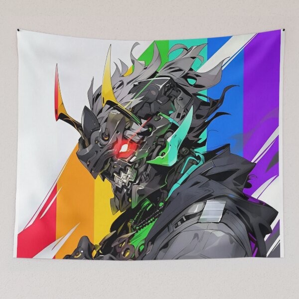 Item preview, Cyber Oni Warrior – Neon Tech Demon Cyberpunk Anime Art designed and sold by Dyan4.