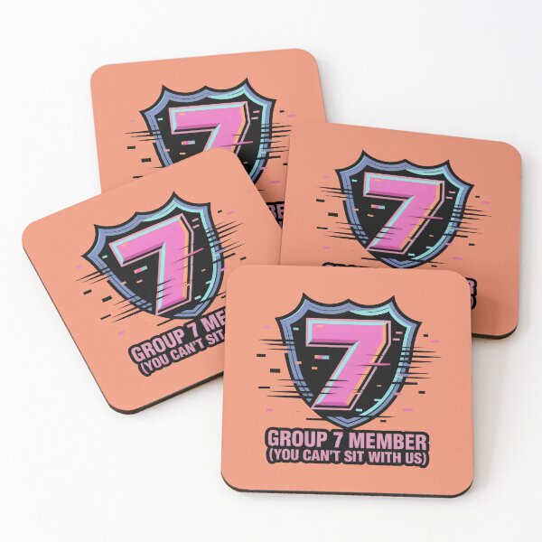 Item preview, Group 7 Member Shield Design with Glitch Number and Pop Culture Tagline designed and sold by SplashTastic.