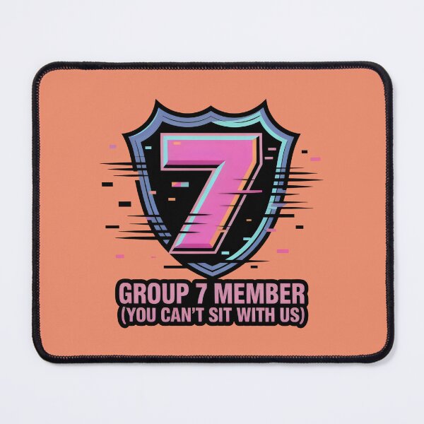 Item preview, Group 7 Member Shield Design with Glitch Number and Pop Culture Tagline designed and sold by SplashTastic.