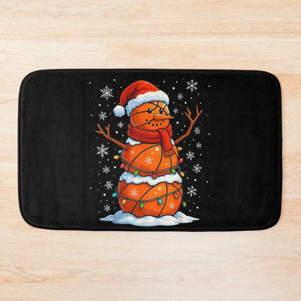 Item preview, Cute Basketball Snowman Wearing Santa Hat Christmas Sports Holiday Art designed and sold by JolinChinn.