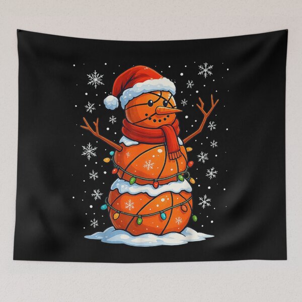 Item preview, Cute Basketball Snowman Wearing Santa Hat Christmas Sports Holiday Art designed and sold by JolinChinn.