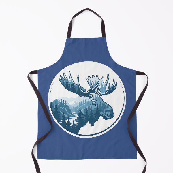 Item preview, Majestic Moose Icy Blue Taiga Forest Double Exposure Art designed and sold by CANDO ART STORE.