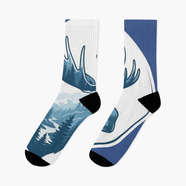 Item preview, Majestic Moose Icy Blue Taiga Forest Double Exposure Art designed and sold by CANDO ART STORE.