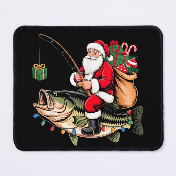 Item preview, Santa Claus Fishing On A Bass Funny Christmas Angler Gift Idea designed and sold by JolinChinn.
