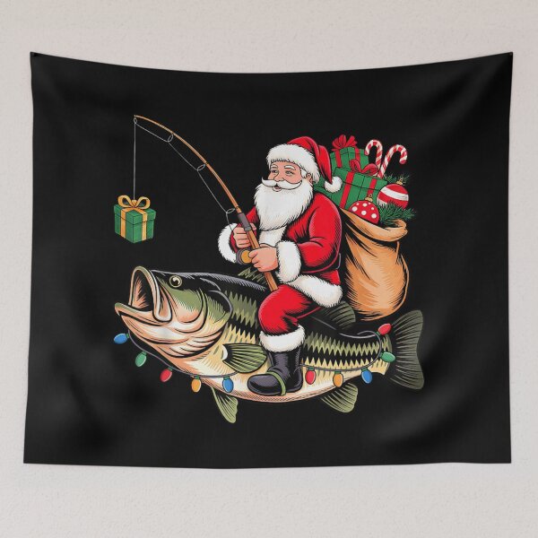 Item preview, Santa Claus Fishing On A Bass Funny Christmas Angler Gift Idea designed and sold by JolinChinn.