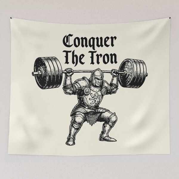 Item preview, Conquer The Iron Medieval Knight Weightlifting designed and sold by Y-Vibes.