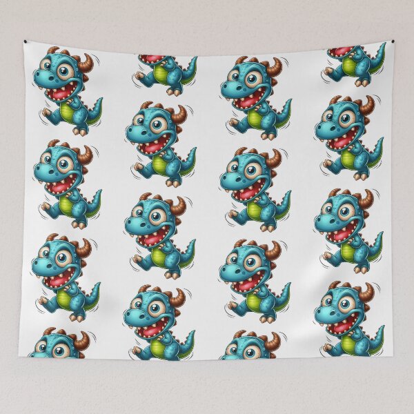 Item preview, Cute Blue Dragon Cartoon – Adorable Baby Dragon with Horns Funny Kawaii Fantasy Character designed and sold by LunaPixelStudio.