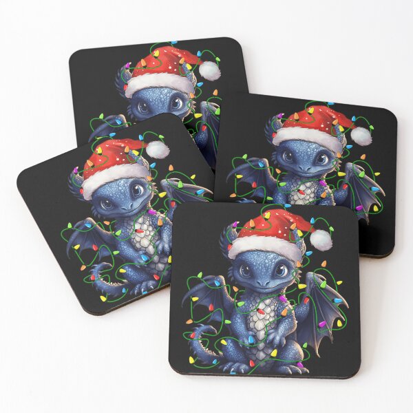 Item preview, Cute Baby Dragon Wrapped In Christmas Lights Fantasy Holiday Art designed and sold by GenioFin.