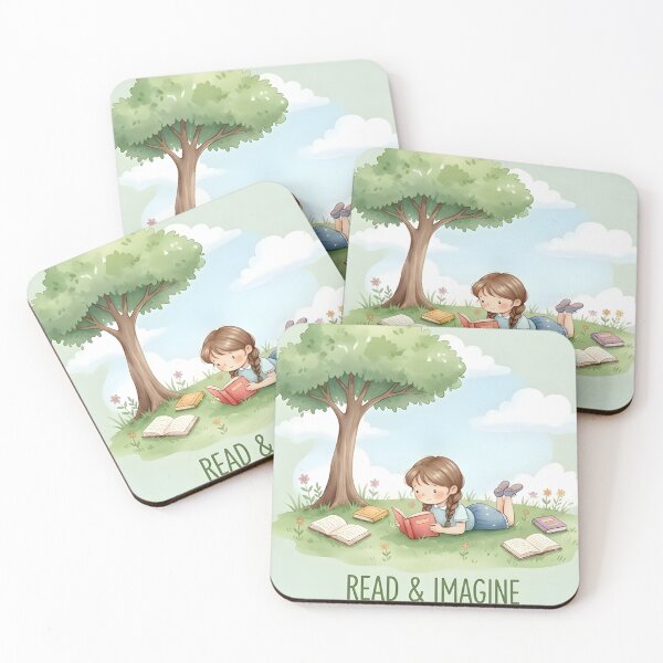 Item preview, Cozy Watercolor Girl Reading: Read & Imagine Childhood Adventure under a  Tree designed and sold by VibranPalette.