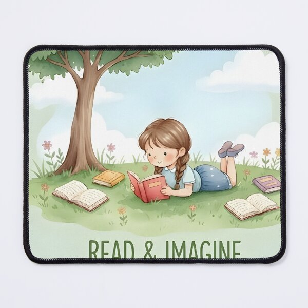 Item preview, Cozy Watercolor Girl Reading: Read & Imagine Childhood Adventure under a Tree designed and sold by VibranPalette.