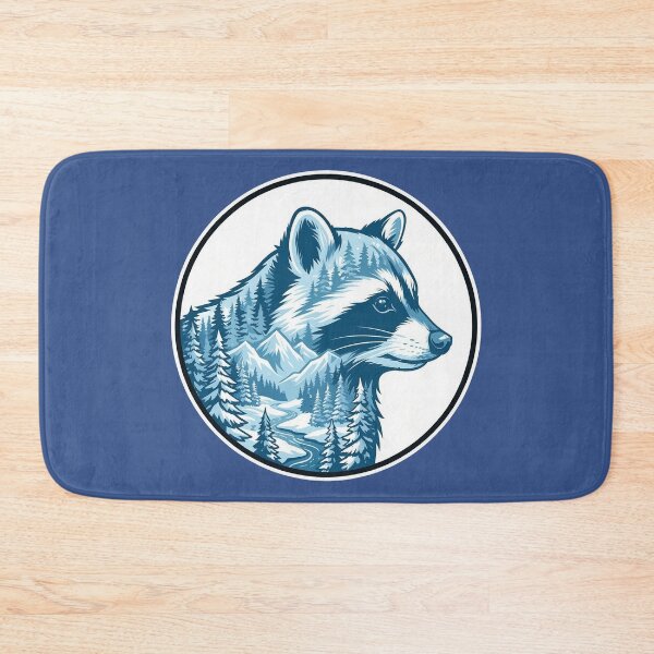 Item preview, Clever Raccoon Icy Blue Taiga Forest Double Exposure Art designed and sold by CANDO ART STORE.