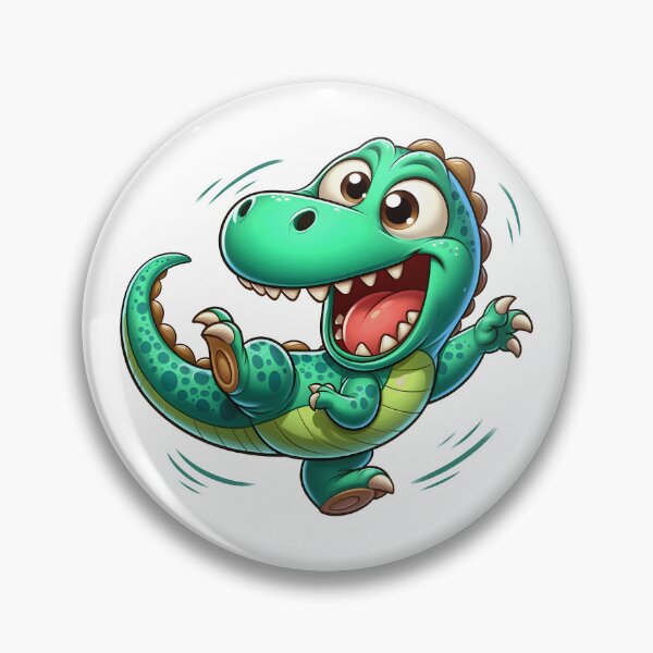 Item preview, Cute Green Cartoon Dinosaur – Funny Smiling Dino Character designed and sold by LunaPixelStudio.