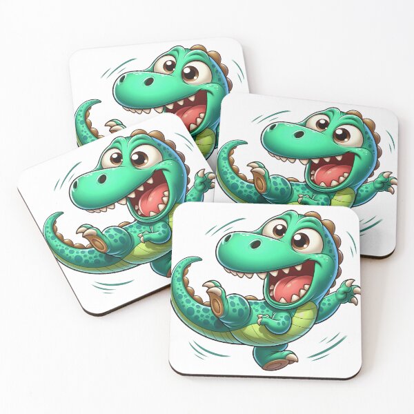 Item preview, Cute Green Cartoon Dinosaur – Funny Smiling Dino Character designed and sold by LunaPixelStudio.