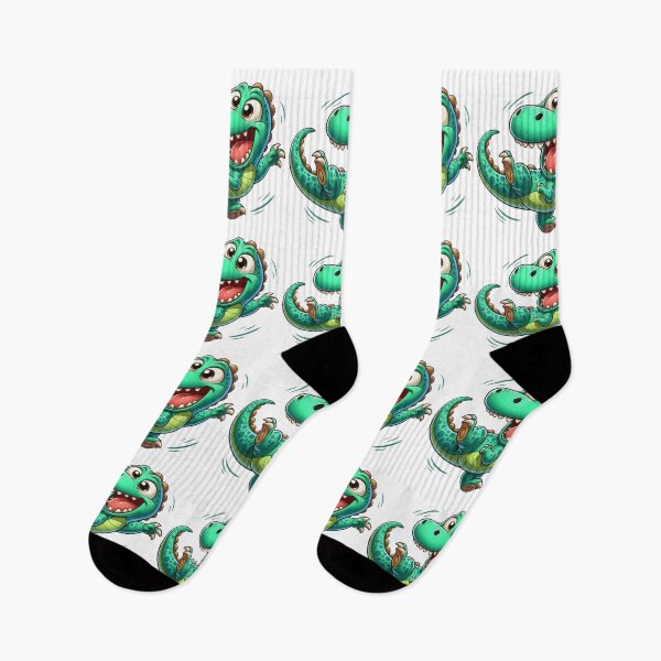Item preview, Cute Green Cartoon Dinosaur – Funny Smiling Dino Character designed and sold by LunaPixelStudio.