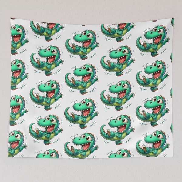 Item preview, Cute Green Cartoon Dinosaur – Funny Smiling Dino Character designed and sold by LunaPixelStudio.