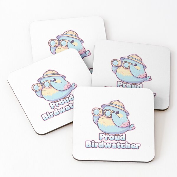 Item preview, Happy Birdwatcher Cute Bird Mascot – Kawaii Bird Watching Sticker & T-Shirt designed and sold by NatureNookTees.