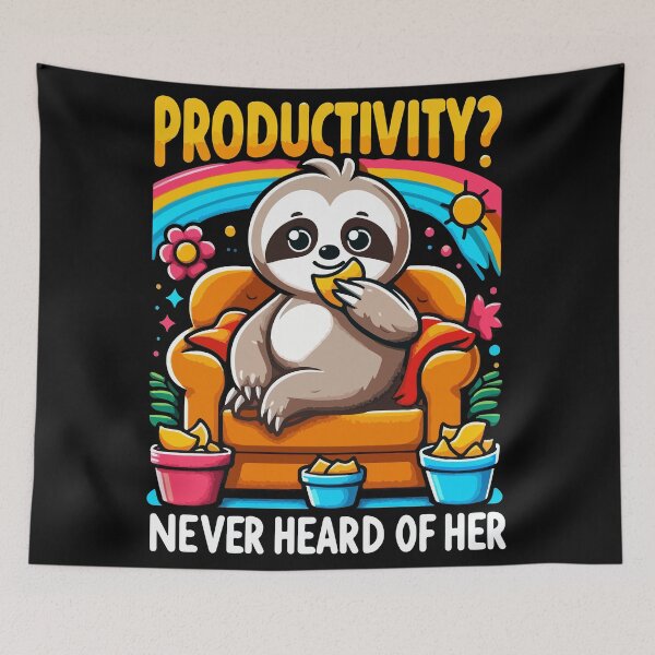 Item preview, Productivity Never Heard of Her Funny Sloth Couch Cartoon T-Shirt designed and sold by Design-Pro-21.