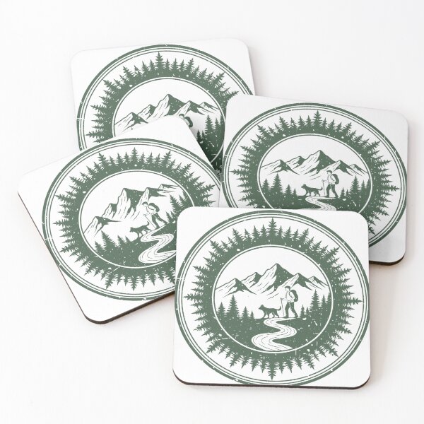 Item preview, Mountain Adventure Hiking Badge – Nature Explorer with Dog Illustration designed and sold by Royalsticker.