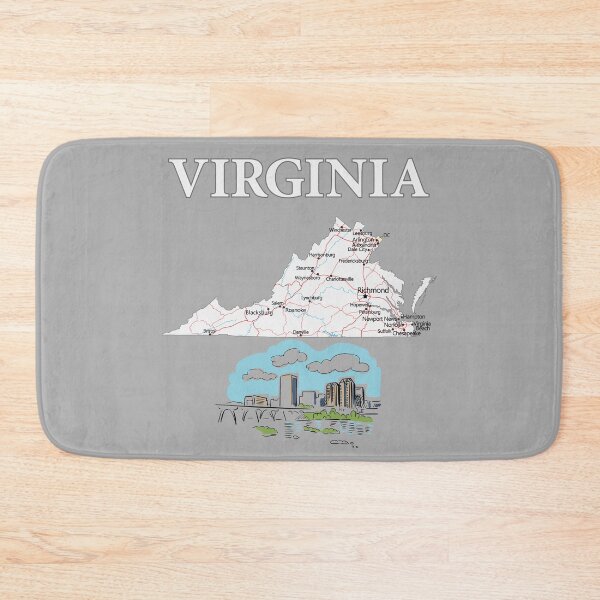 Item preview, Virginia State Map & Richmond Skyline T-Shirt Design designed and sold by mashmosh.