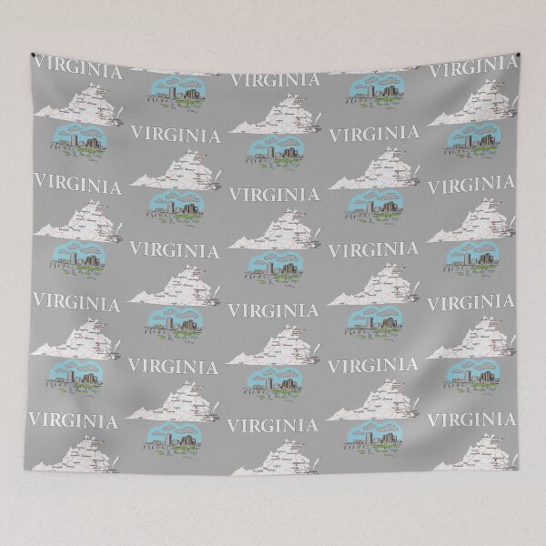 Item preview, Virginia State Map & Richmond Skyline T-Shirt Design designed and sold by mashmosh.
