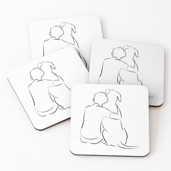 Item preview, rescue dog - shelter volunteer - minimal line art – dog line art - one line drawing - animal rescue - dog adoption - shelter worker - service dog handler - therapy dog - working dog - dog hug designed and sold by JansenGS.