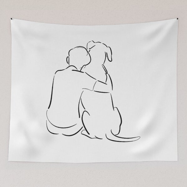 Item preview, rescue dog - shelter volunteer - minimal line art – dog line art - one line drawing - animal rescue - dog adoption - shelter worker - service dog handler - therapy dog - working dog - dog hug designed and sold by JansenGS.