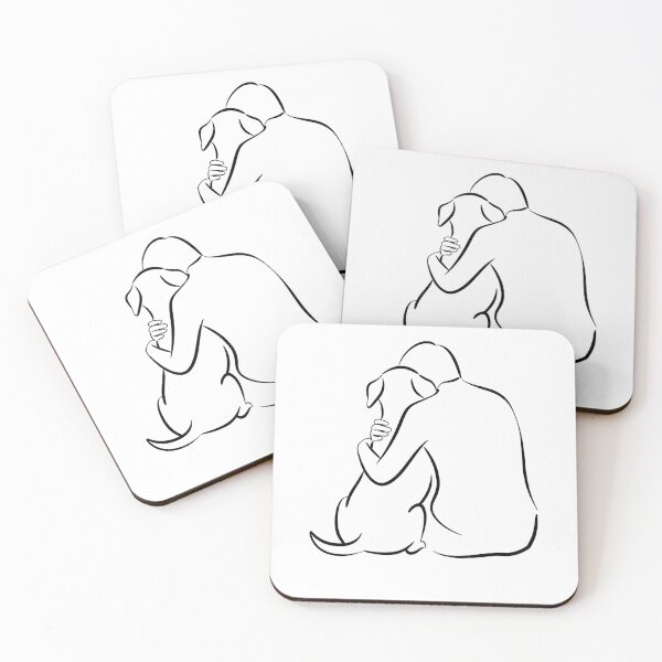 Item preview, rescue dog - shelter volunteer - minimal line art – dog line art - one line drawing - animal rescue - dog adoption - shelter worker - service dog handler - therapy dog - working dog - dog hug designed and sold by JansenGS.