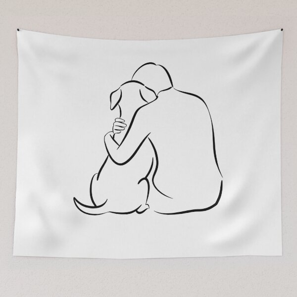 Item preview, rescue dog - shelter volunteer - minimal line art – dog line art - one line drawing - animal rescue - dog adoption - shelter worker - service dog handler - therapy dog - working dog - dog hug designed and sold by JansenGS.