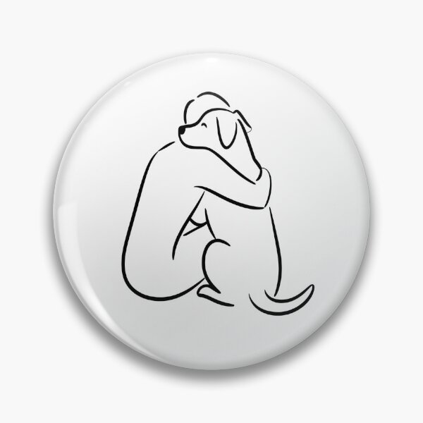 Item preview, rescue dog - shelter volunteer - minimal line art – dog line art - one line drawing - animal rescue - dog adoption - shelter worker - service dog handler - therapy dog - working dog - dog hug designed and sold by JansenGS.