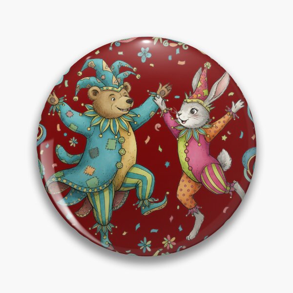 Item preview, Dancing Bear and Rabbit Jesters by Modern Mojo | Whimsical Carnival Animal Art | Playful Fantasy Illustration designed and sold by Modern-Mojo.