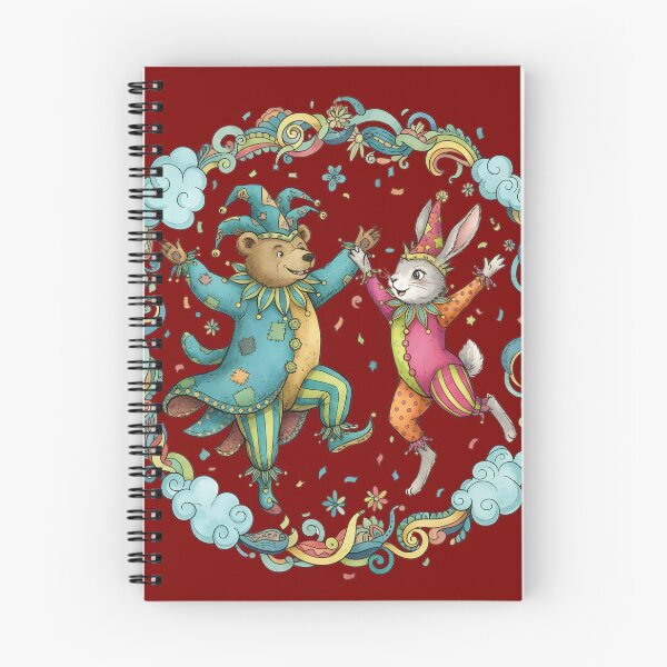 Item preview, Dancing Bear and Rabbit Jesters by Modern Mojo | Whimsical Carnival Animal Art | Playful Fantasy Illustration designed and sold by Modern-Mojo.