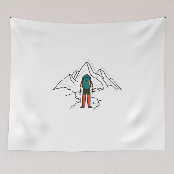 Item preview, Minimalist Hiking Illustration – Mountain Backpacker Adventure Sticker designed and sold by Activity01.