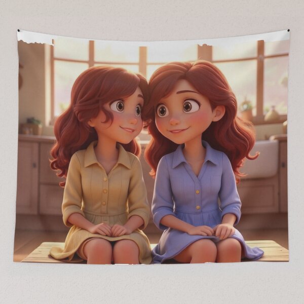 Item preview, Sister Bond – Beautiful Sisters Illustration Art designed and sold by HopaHope.