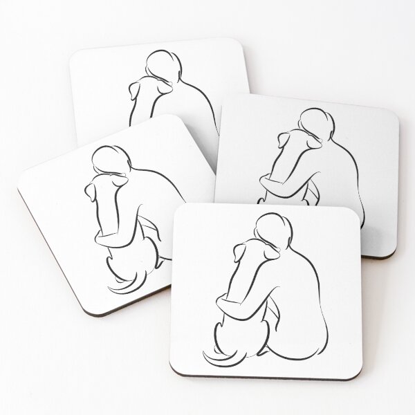 Item preview, rescue dog - shelter volunteer - minimal line art – dog line art - one line drawing - animal rescue - dog adoption - shelter worker - service dog handler - therapy dog - working dog - dog hug designed and sold by JansenGS.