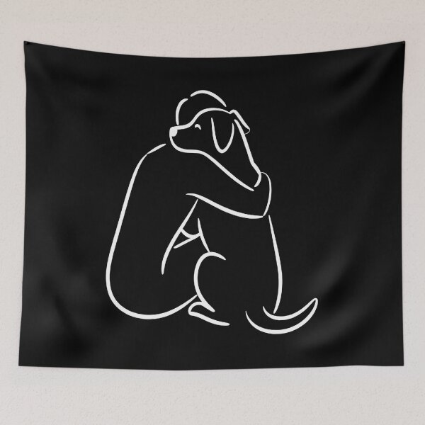 Item preview, rescue dog - shelter volunteer - minimal line art – dog line art - one line drawing - animal rescue - dog adoption - shelter worker - service dog handler - therapy dog - working dog - dog hug designed and sold by JansenGS.