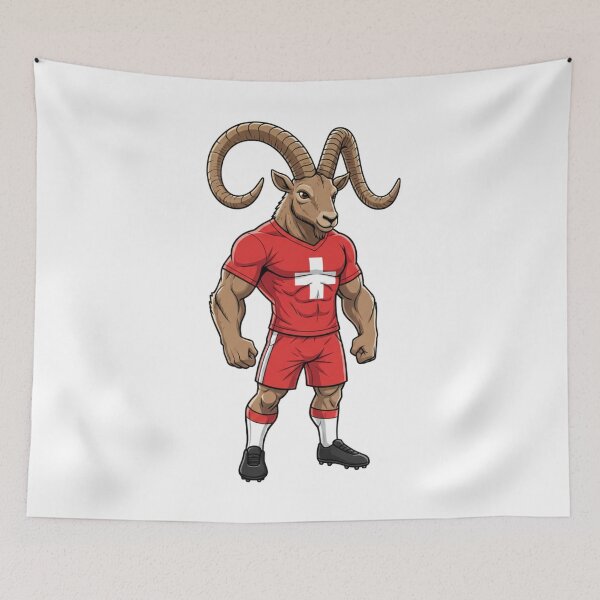 Item preview, Strong Swiss Ibex Football Mascot 2026 designed and sold by ArtByKatti.