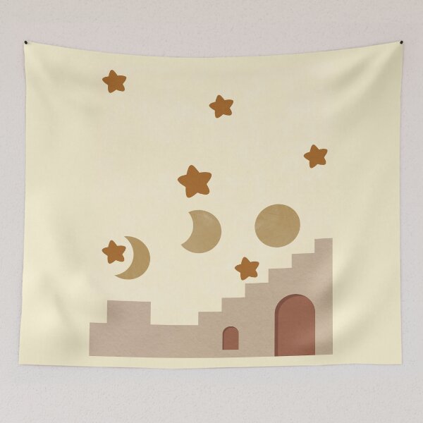Item preview, Abstract Celestial Scene with Moon Stars and Geometric Shapes Art designed and sold by NiceDigital.