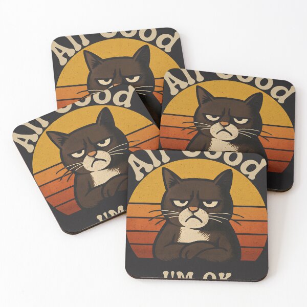 Item preview, Grumpy Cat Retro Sunset – All Good I’m OK Funny Vintage Design designed and sold by M22--.