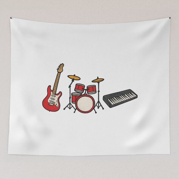Item preview, Instruments - guitar, drums and keyboard in a row designed and sold by CraftedArtworks.