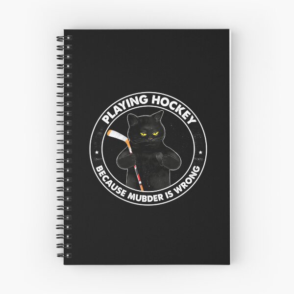 Item preview, aying Hockey Because Murder Is Wrong – Funny Mischievous Cat with Puck and Stick designed and sold by HumansStuck12.