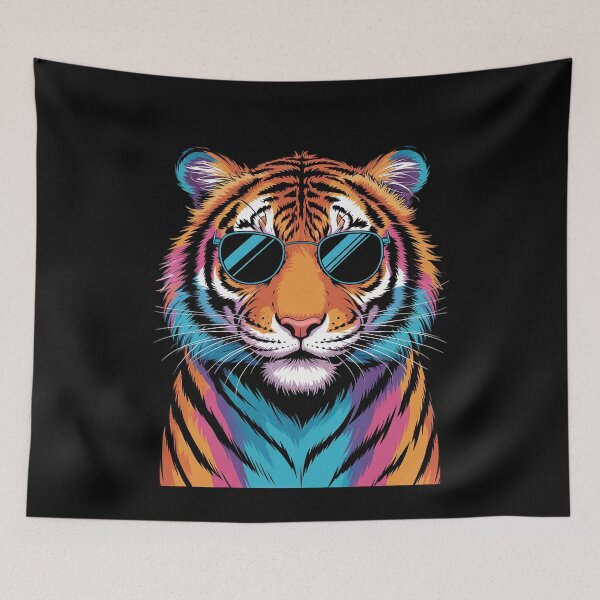 Item preview, Tiger wearing Sunglasses Colorful  designed and sold by PowAcademy.