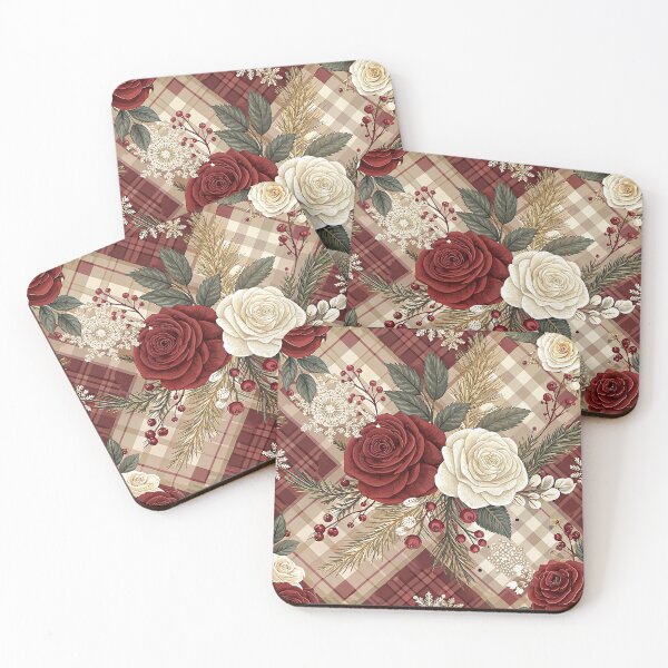 Item preview, Exquisite checkered pattern design with roses and foliage designed and sold by Merrylands Artshop.