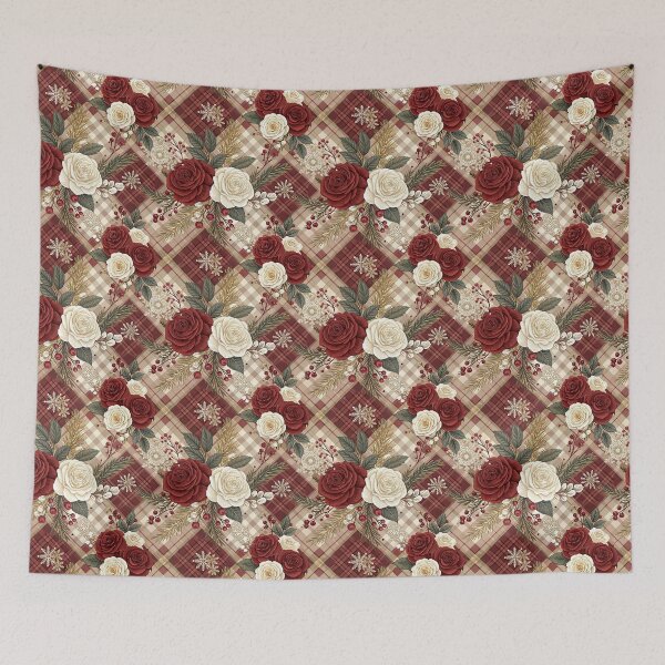 Item preview, Exquisite checkered pattern design with roses and foliage designed and sold by Merrylands Artshop.